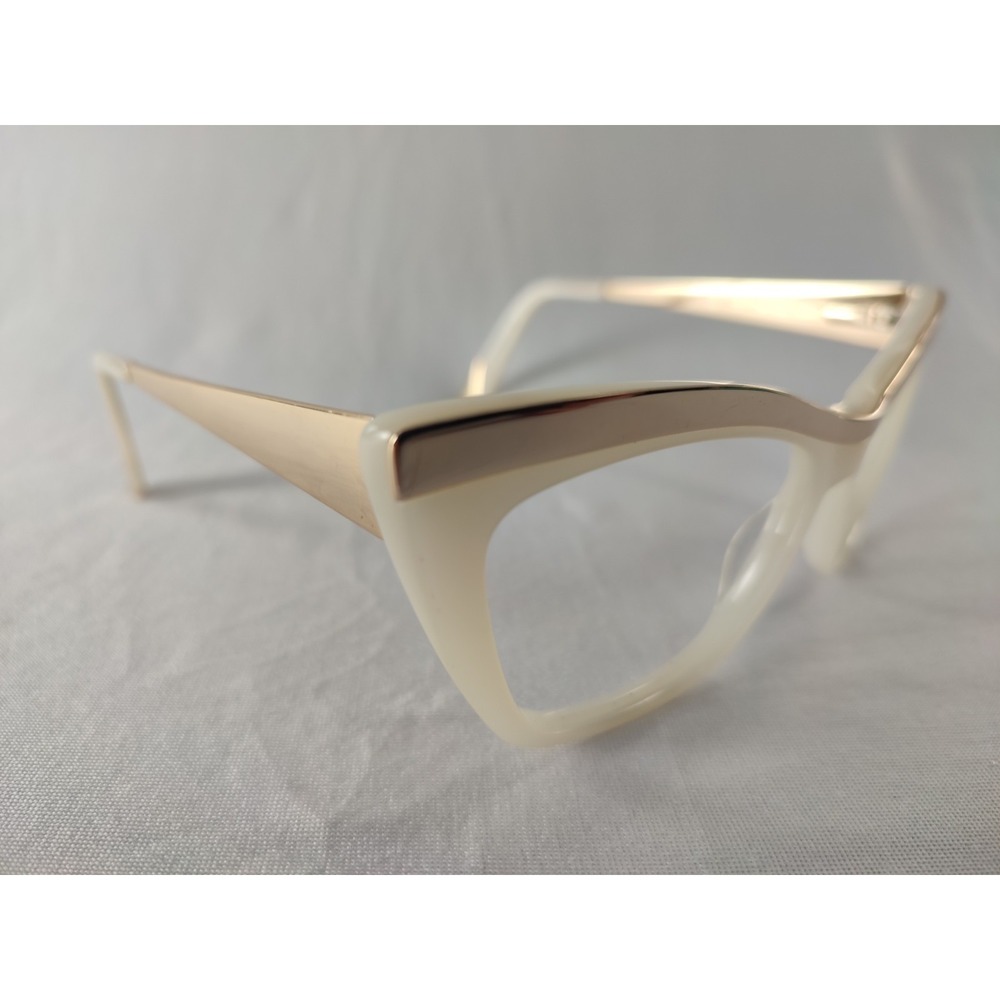 L.A.M.B. LA507 BON Off-White Cream Gold Cat Eye Eyeglass Frames 54-15-135
